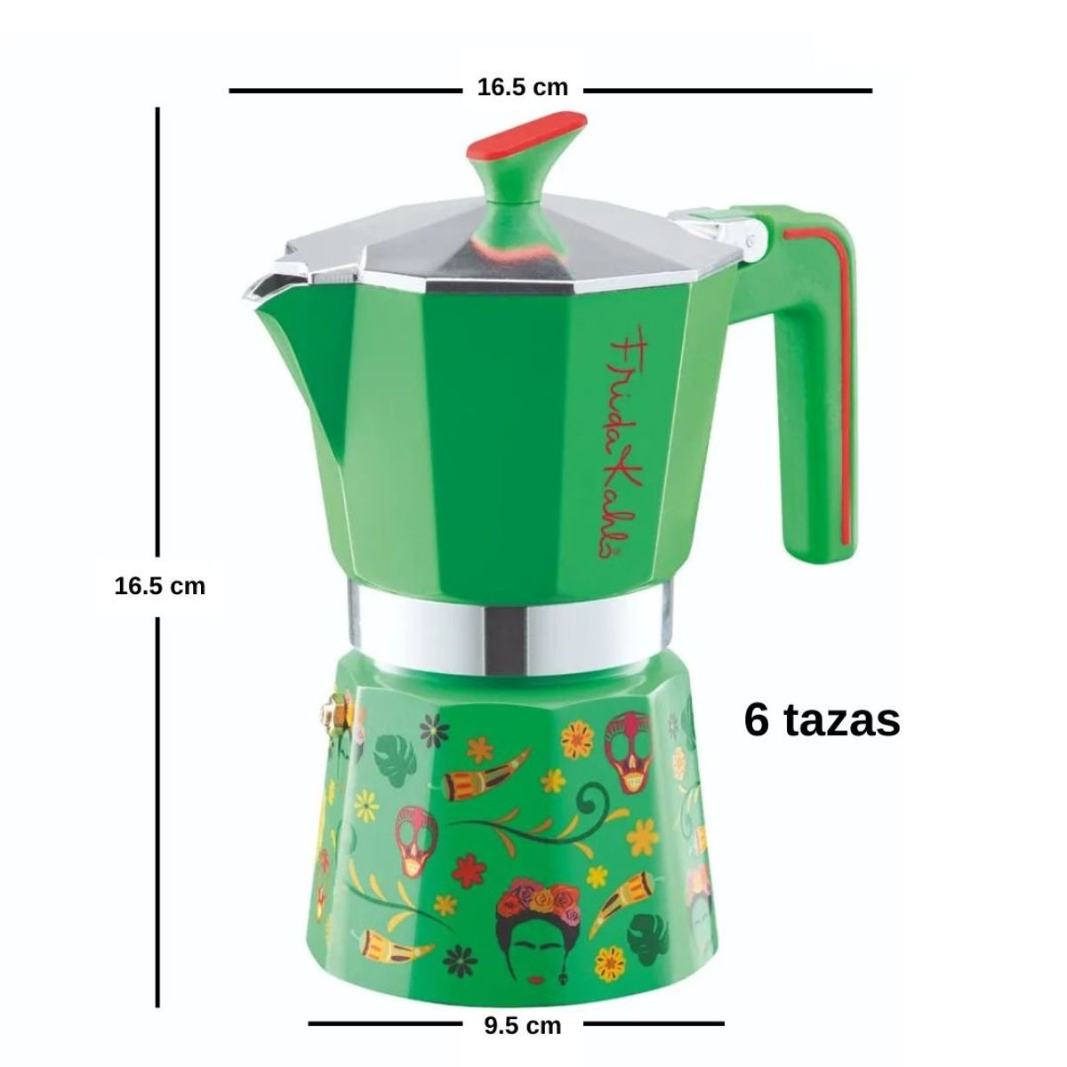 PEDRINI - Cafetera  Italiana Frida Kahlo Verde 6tz - PEDRINI