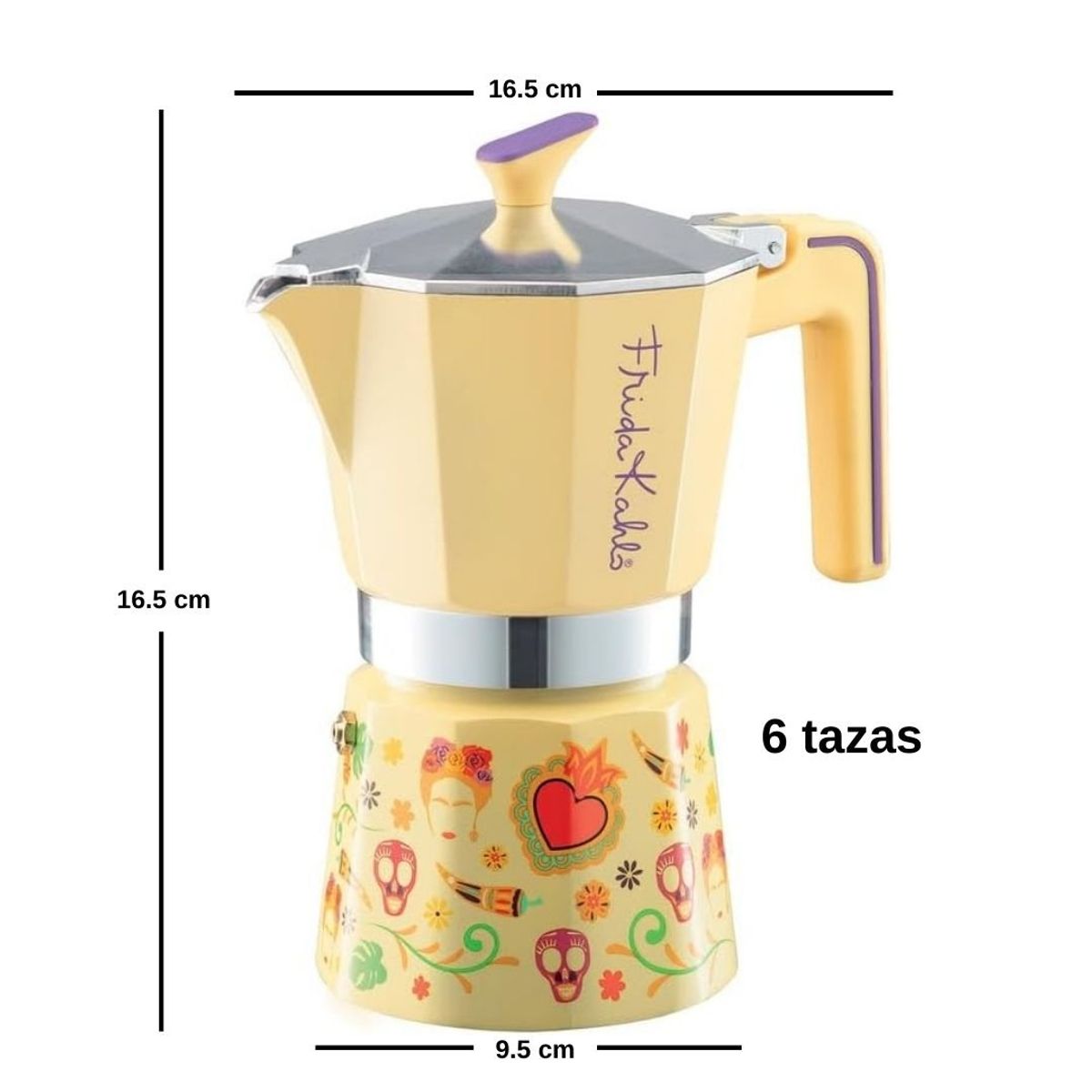PEDRINI - Cafetera Italiana Frida Kahlo Amarillo 6tz - PEDRINI