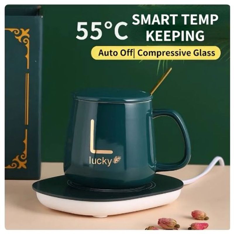 GENERICO - Taza Mug De Cerámica Con Calentador Eléctrico De 400 ml Para Oficina