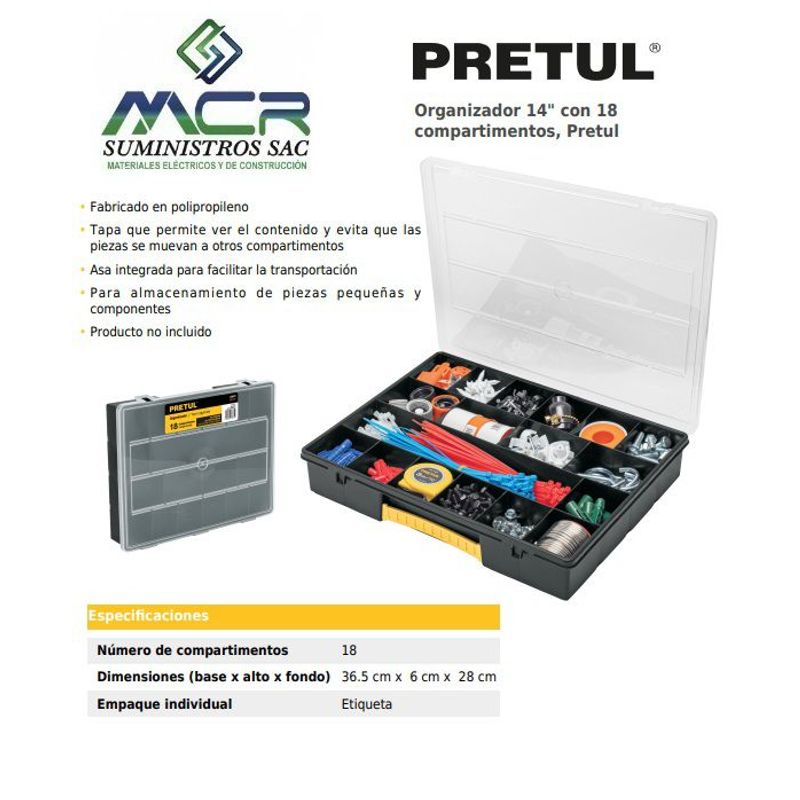 PRETUL - Organizador 14" con 18 compartimentos Pretul