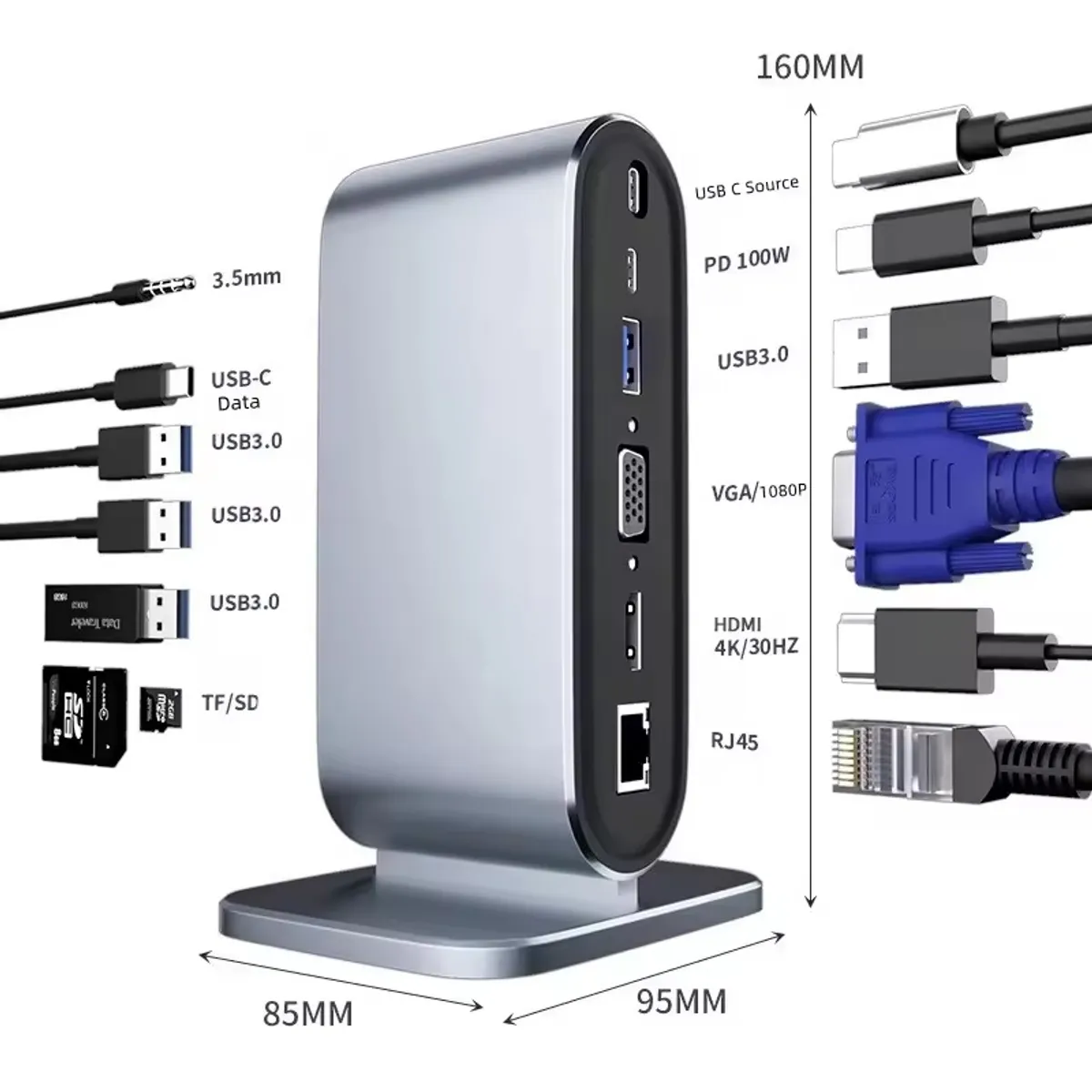 OEM - Hub Estacion 12 en 1 Tipo C a 4K HDMI Vga Multiport PD 100W