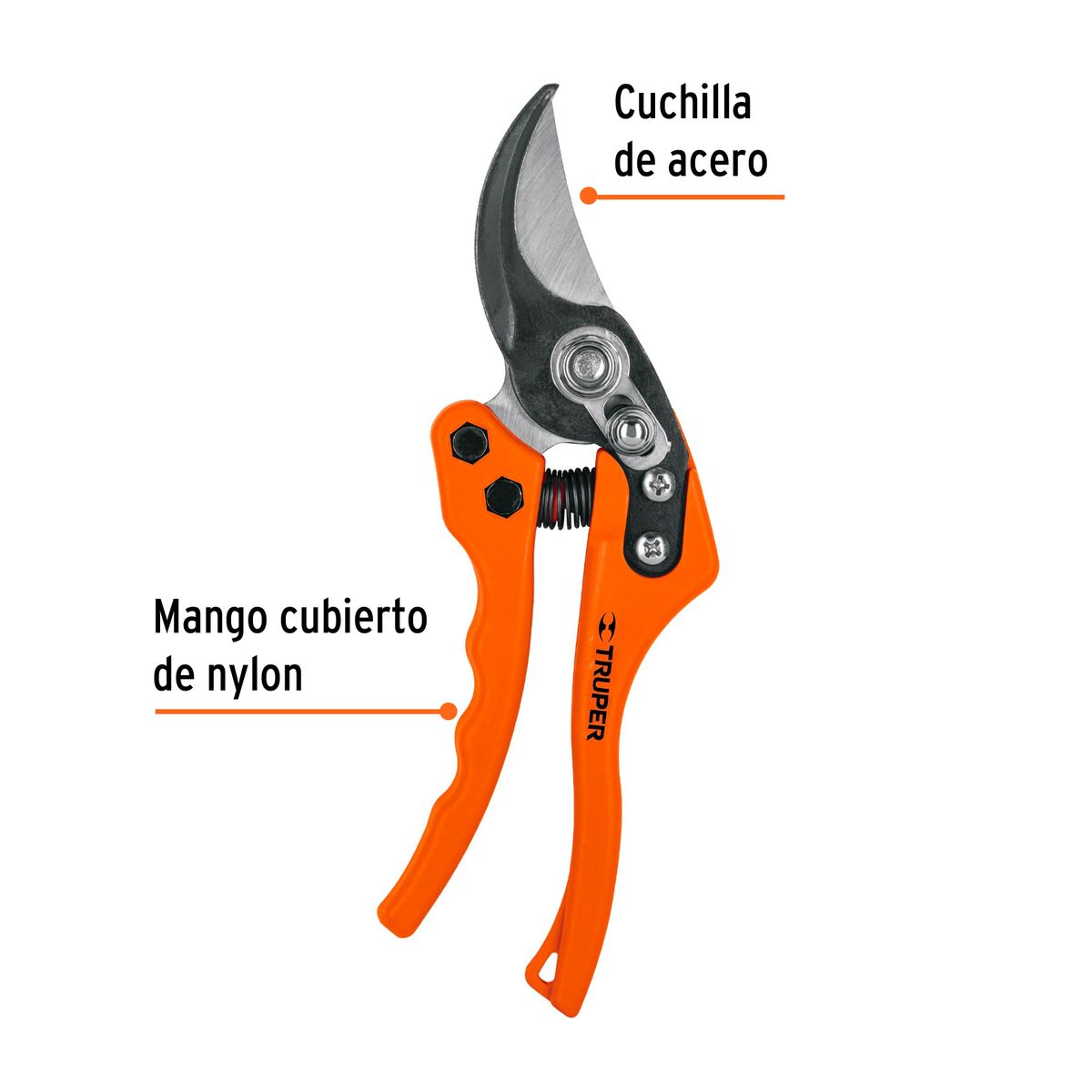 TRUPER - Tijera para poda 8 de nylon con cuchillas acero SK5 COD 18462 Truper