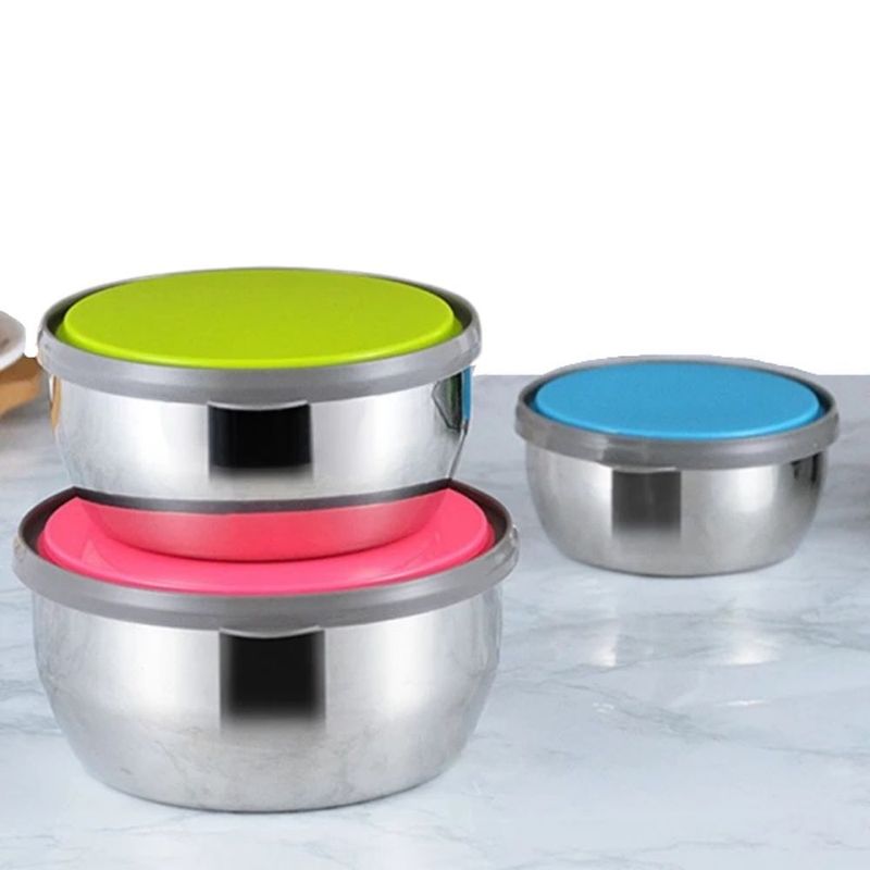 HYGGE - Juego de 3 Tazones con Tapa Recipiente Contenedor