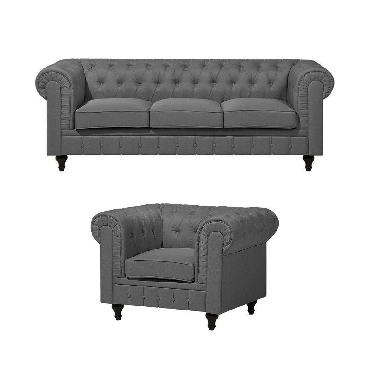 GENERICO - Juego de Sala Chesterfield Gris