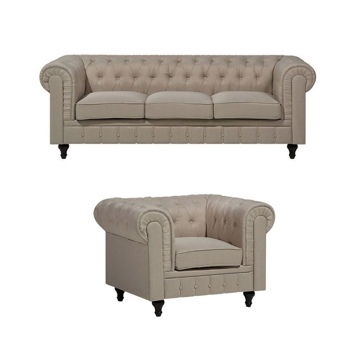 GENERICO - Juego de Sala Chesterfield Beige