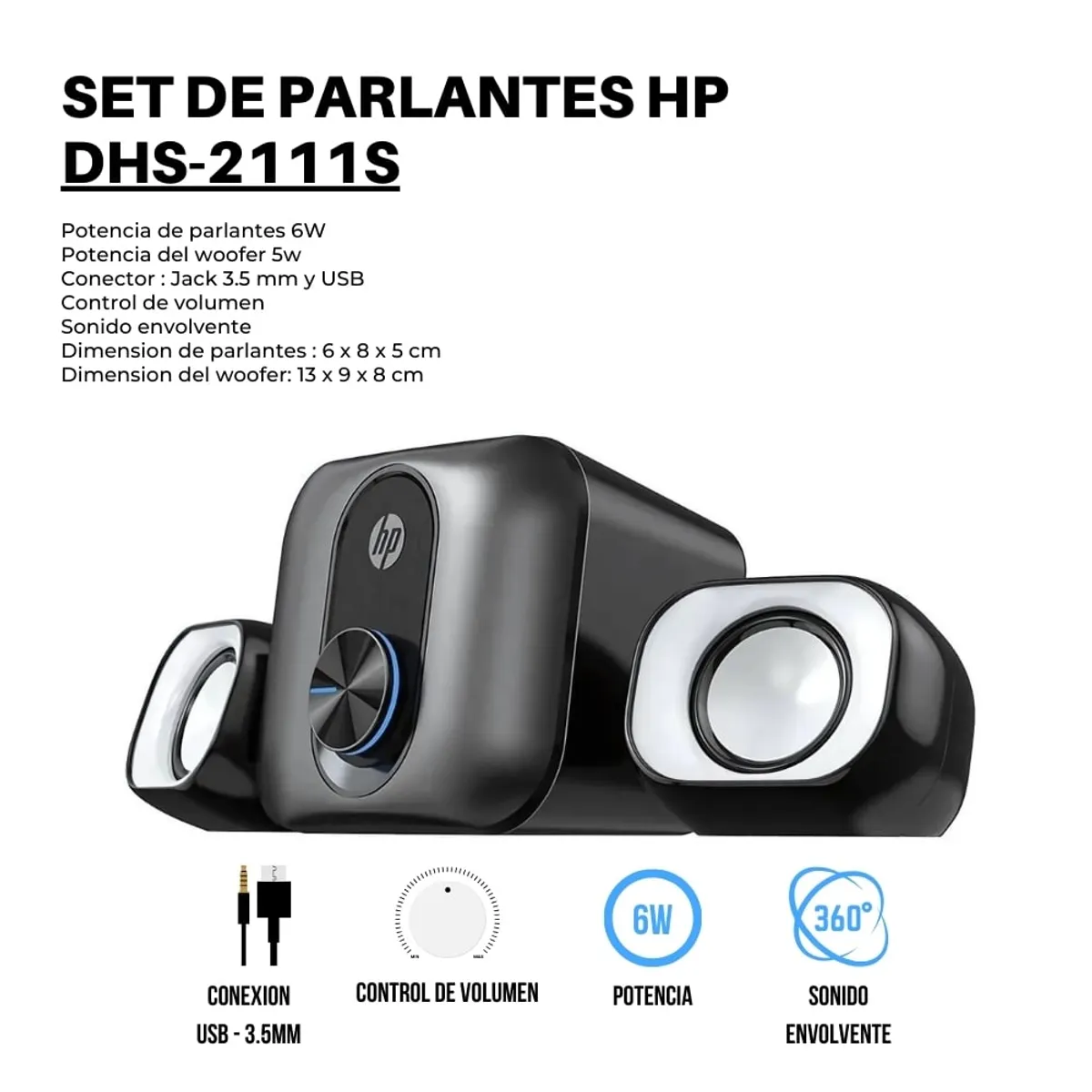 HP - Set de Parlantes HP Multimedia para PC DHS-2111S