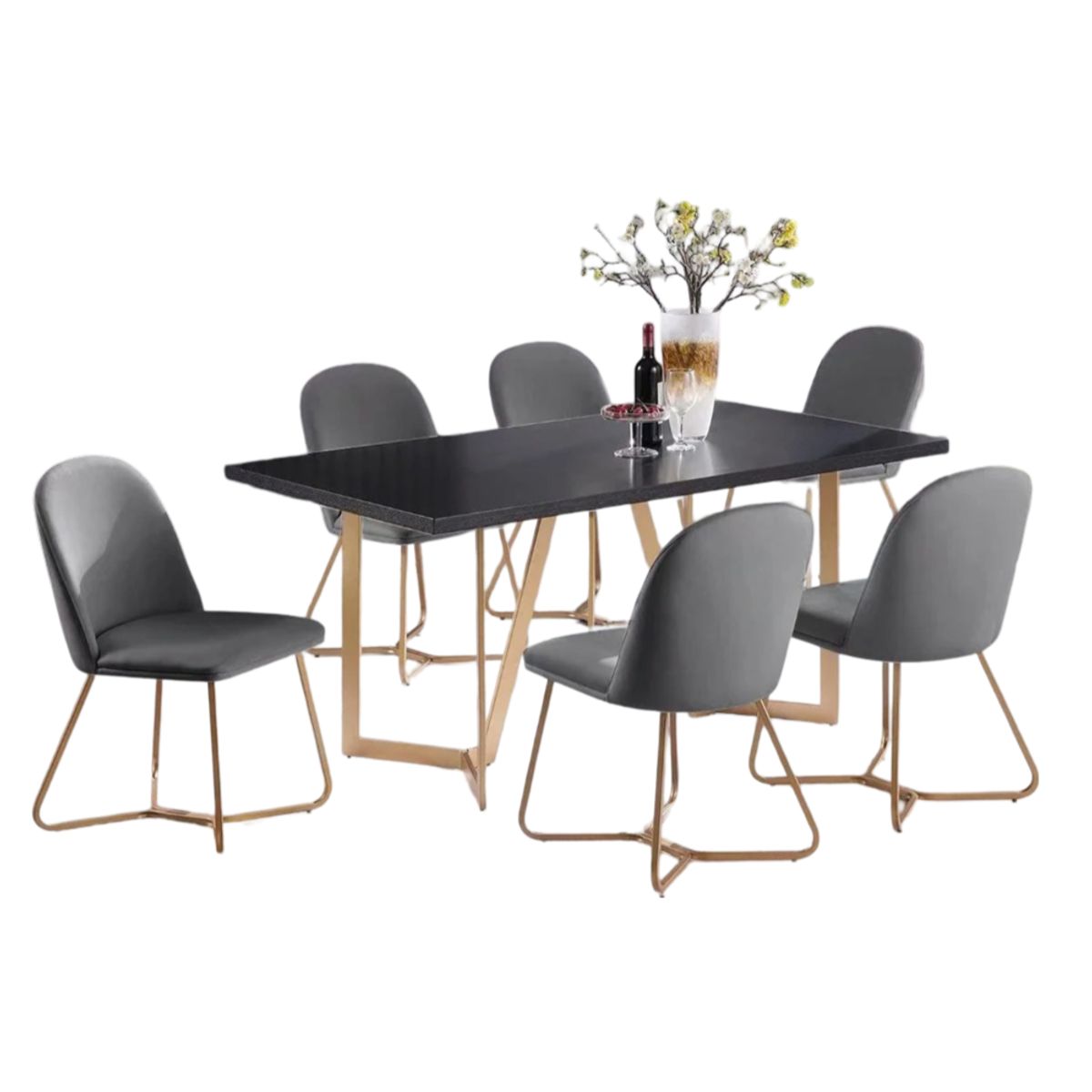 CENTRAL DECCO - COMEDOR 6 SILLAS TURIN GRIS OSCURO