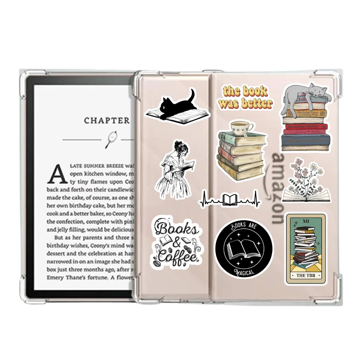 GENERICO - Funda Transparente Kindle Oasis de 7 pulgadas 9°/10° gen + Stickers