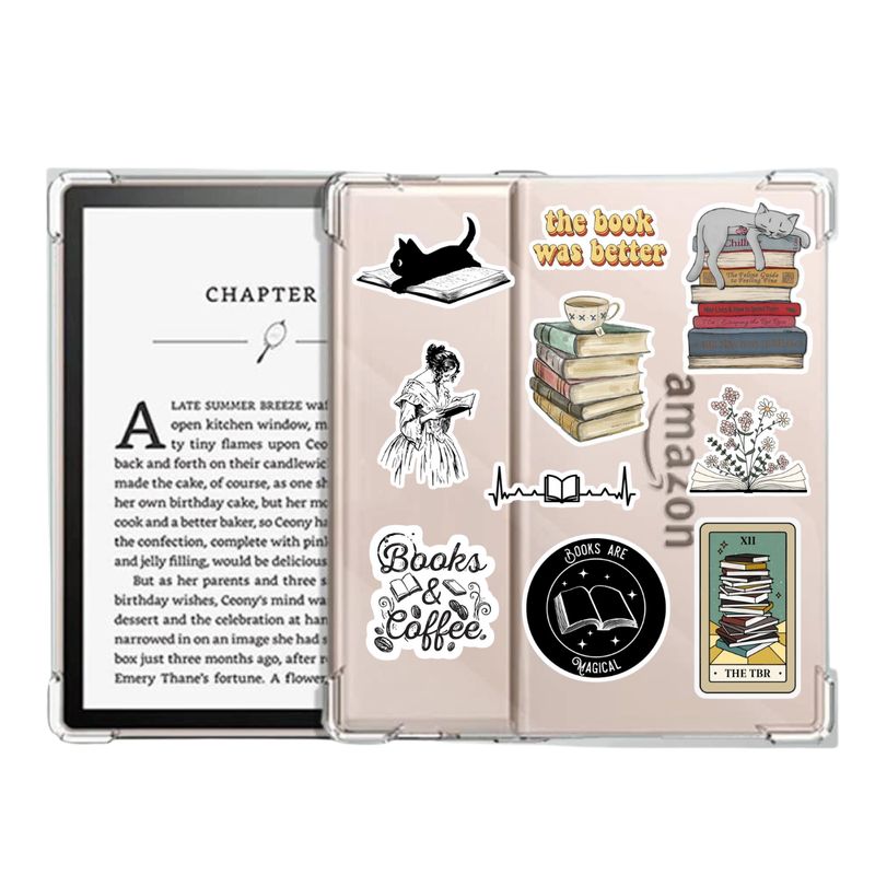 GENERICO - Funda Transparente Kindle Oasis de 7 pulgadas 9°/10° gen + Stickers