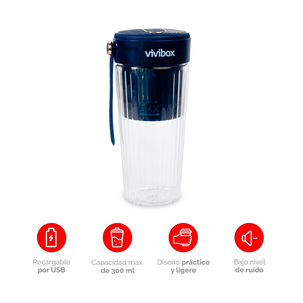 VIVIBOX - Licuadora Portable Inalámbrica Azul