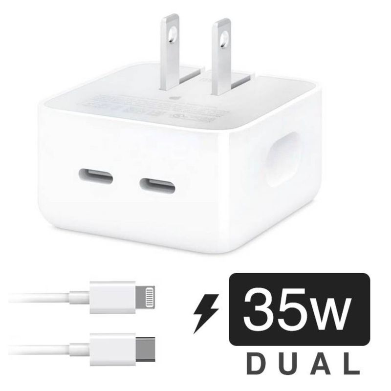 GENERICO - Cargador Adaptador 35W Dual Tipo C y Cable USB Tipo C a Lightning