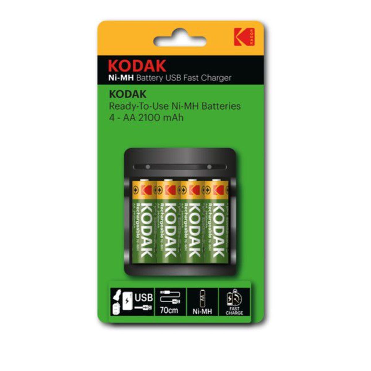 KODAK - CARGADOR KODAK USB CON 4 PILAS AA 2100MAH