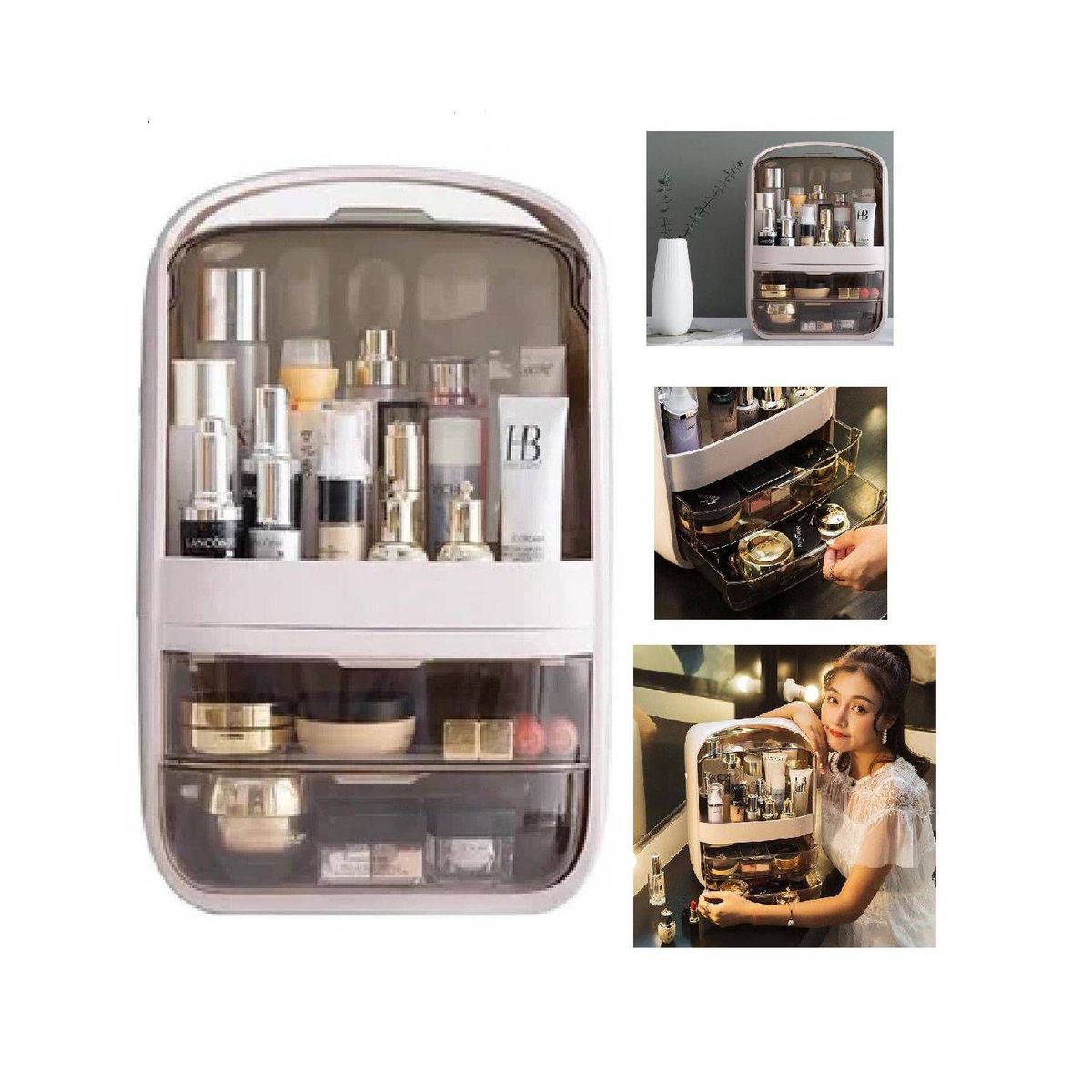 GENERICO - Organizador de maquillaje acrílico Beige