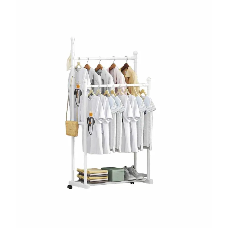 GENERICO - Perchero Organizador de Ropa Doble Estante Zapatero Blanco-02