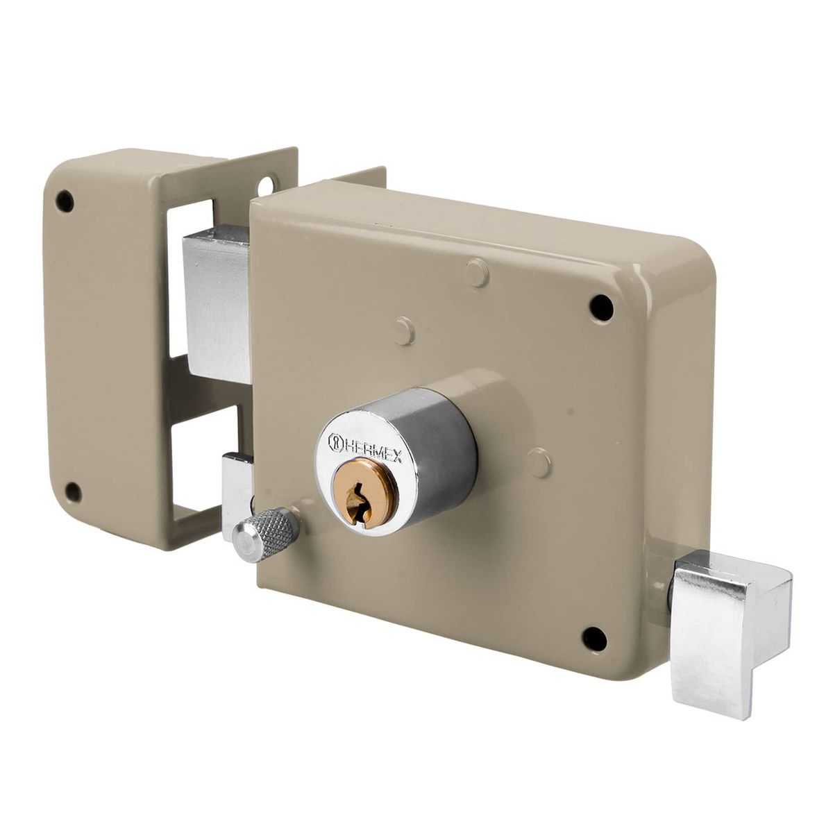 HERMEX - Chapa cerradura de sobreponer izquierda clasica Hermex