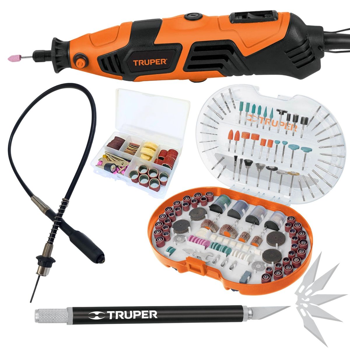 TRUPER - Mini Taladro Rectificadora Con Accesorios 381 Piezas Truper
