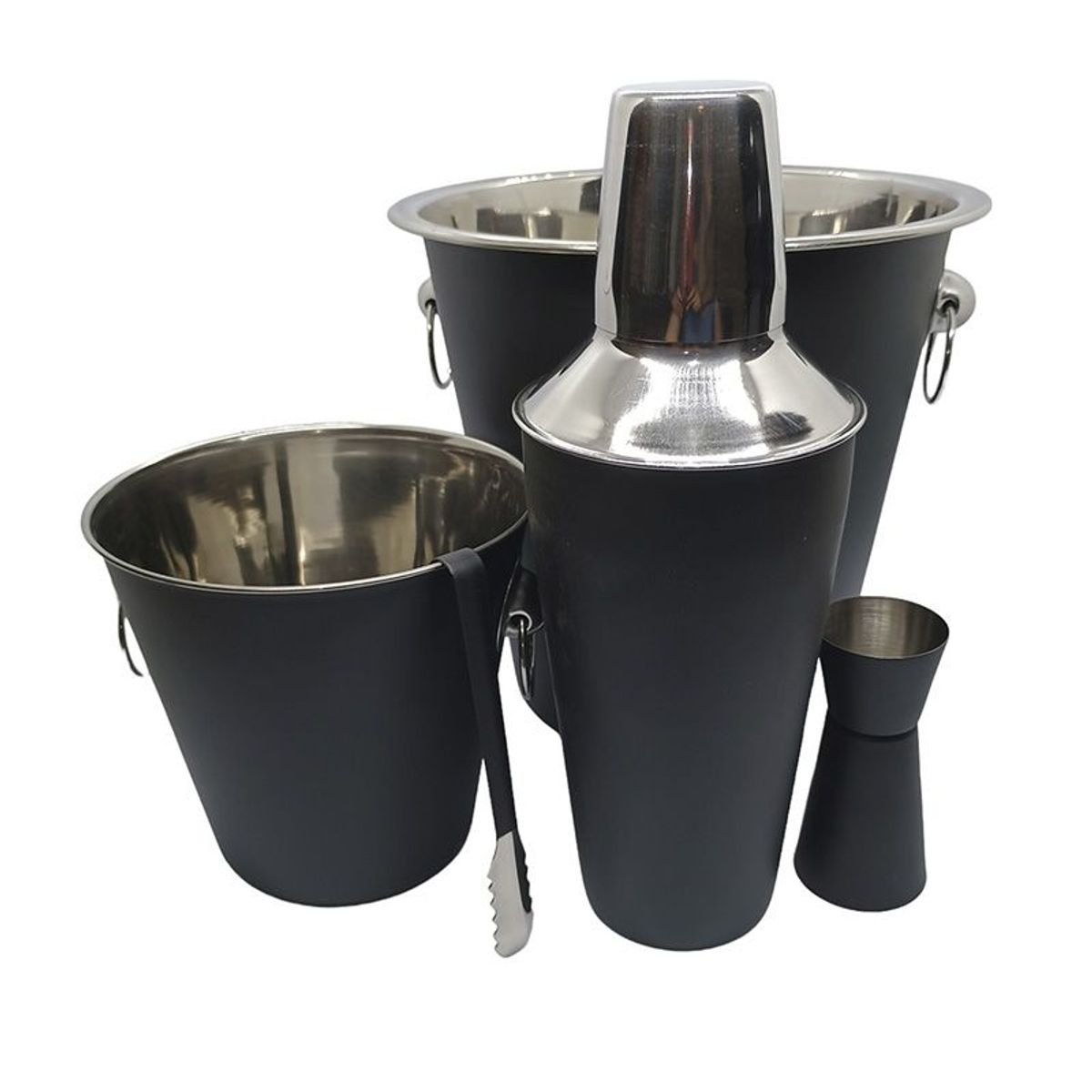 GENERICO - Coctelera de 5 Piezas de Acero Inoxidable en Negro Mate