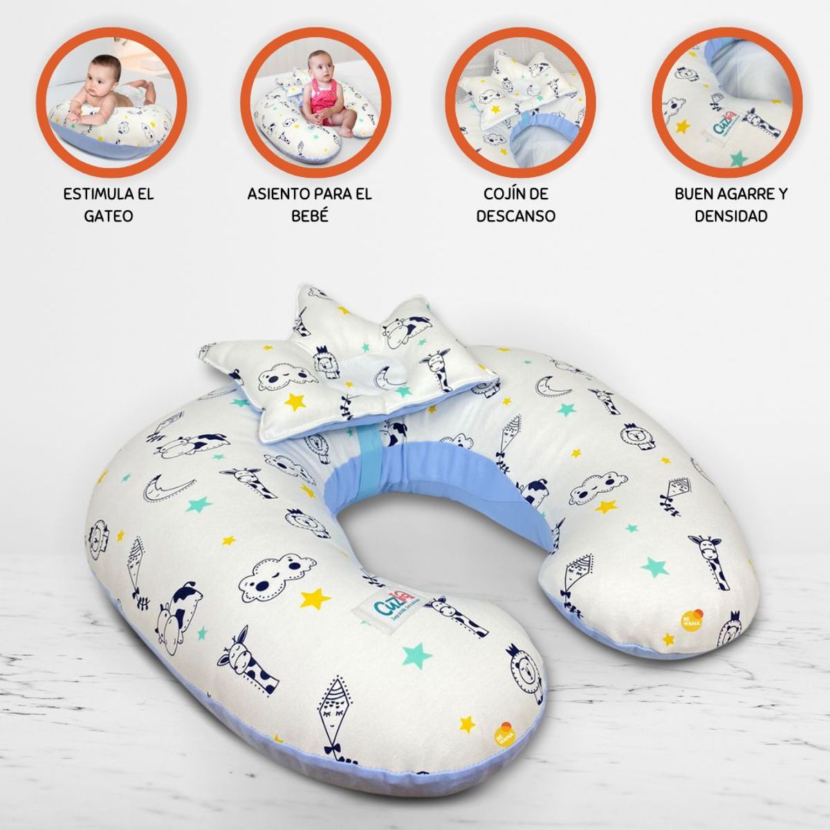 CUZKA - Almohada de Lactancia 5 en 1 »PICARON» Ligth Blue