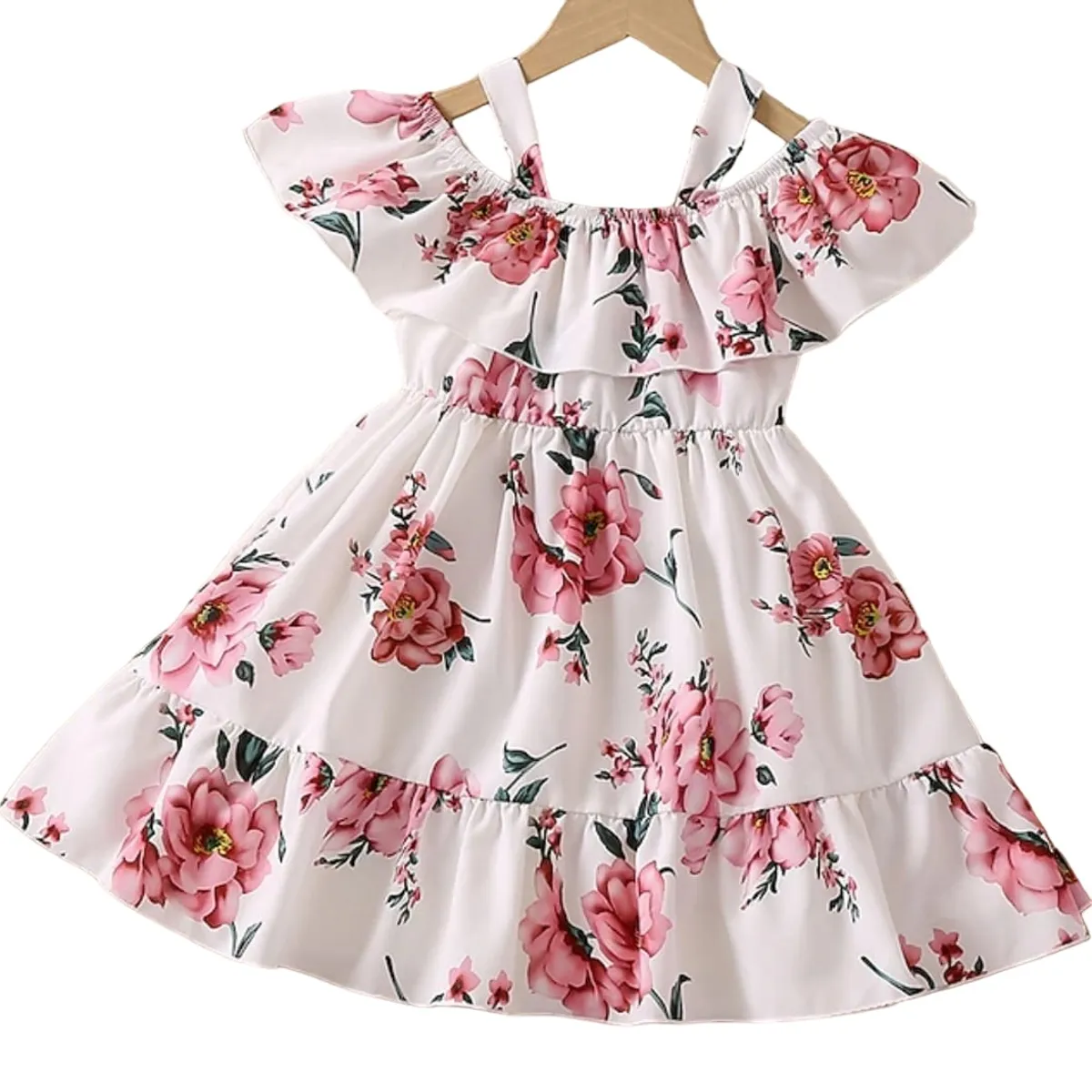 GENERICO - Vestido Flores Rosa con bobos