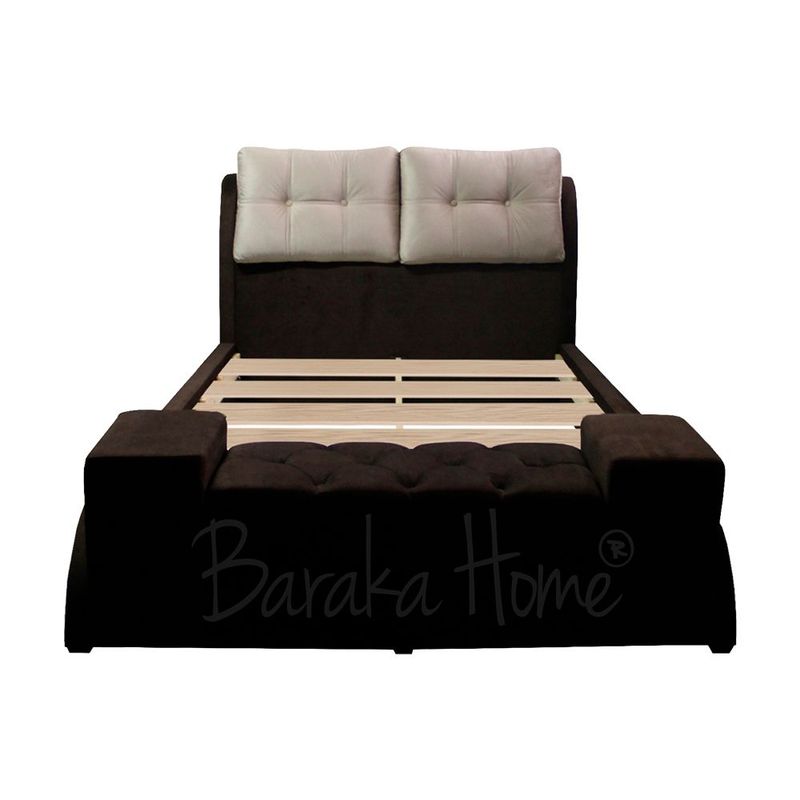 BARAKA HOME - Cama Tapizada Barkus 2 Plz - Chocolate