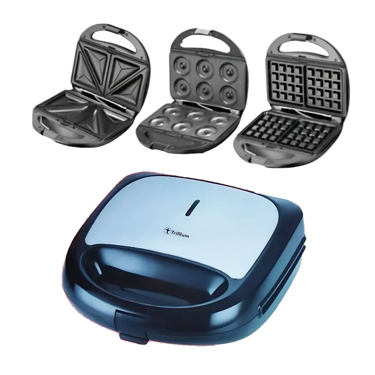 GENERICO - Sandwichera con Placas TX-S82 Intercambiables 3 en 1 Trillium