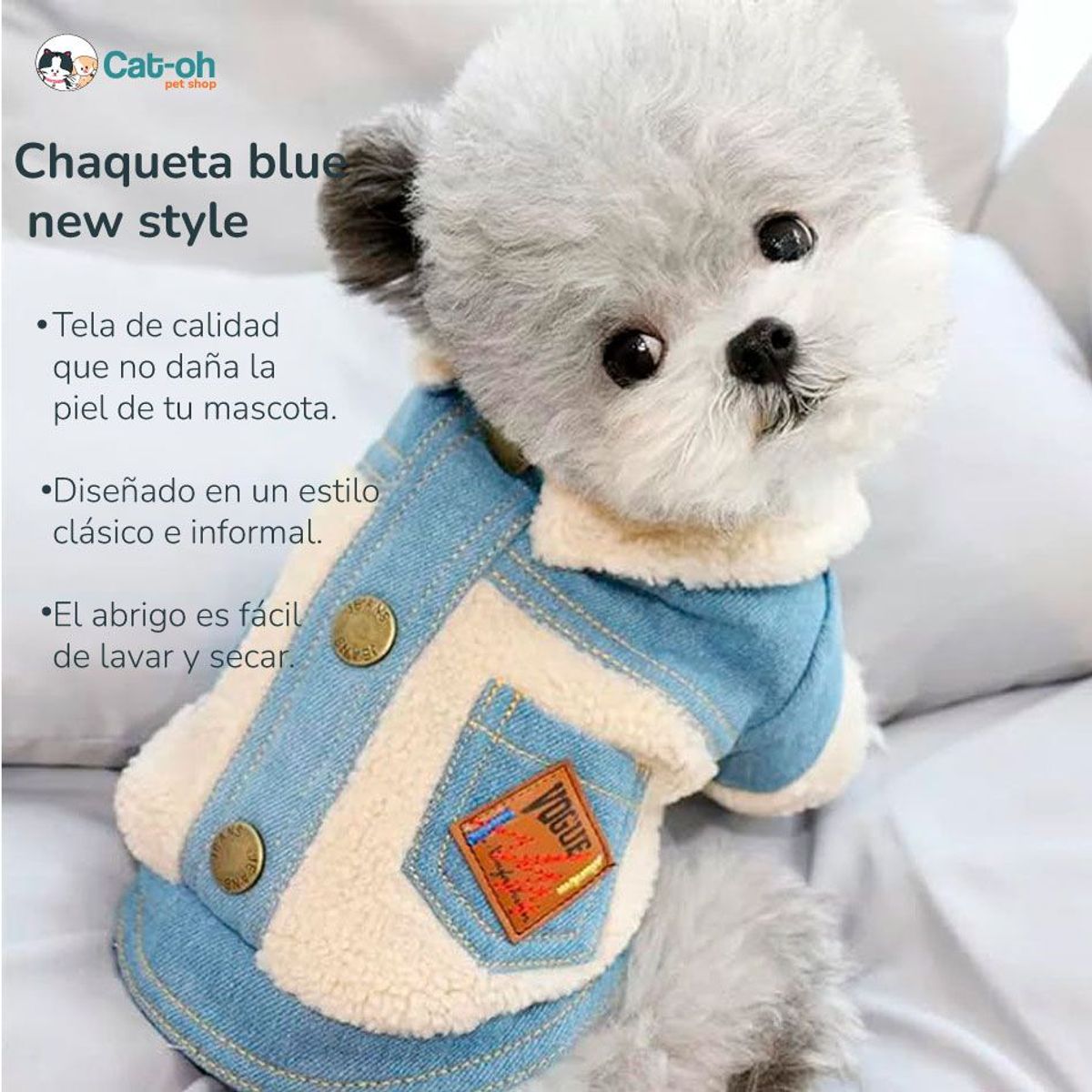 CAT OH - Ropa para perro Chaqueta blue new style M