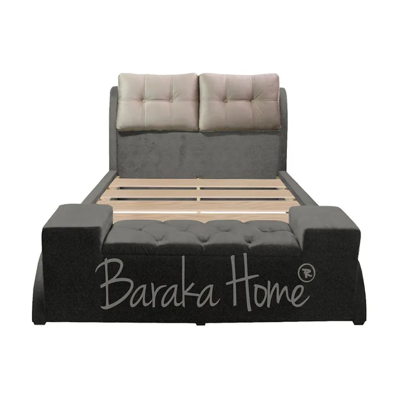 BARAKA HOME - Cama Tapizada Barkus 1.5 Plz - Gris Oscuro