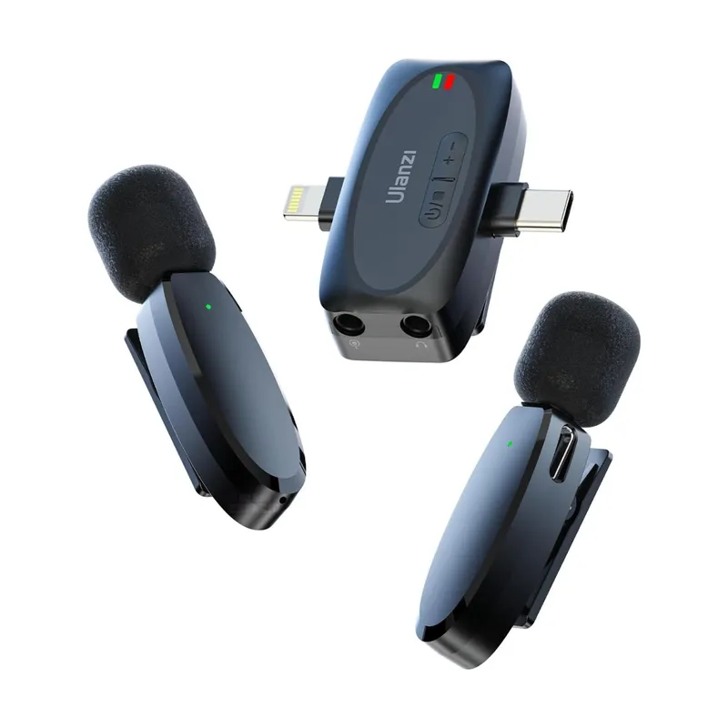ULANZI - Kit 2 Microfonos Inalambricos ULANZI V6 iPhone Usb-C Cámara Pro 3 en 1