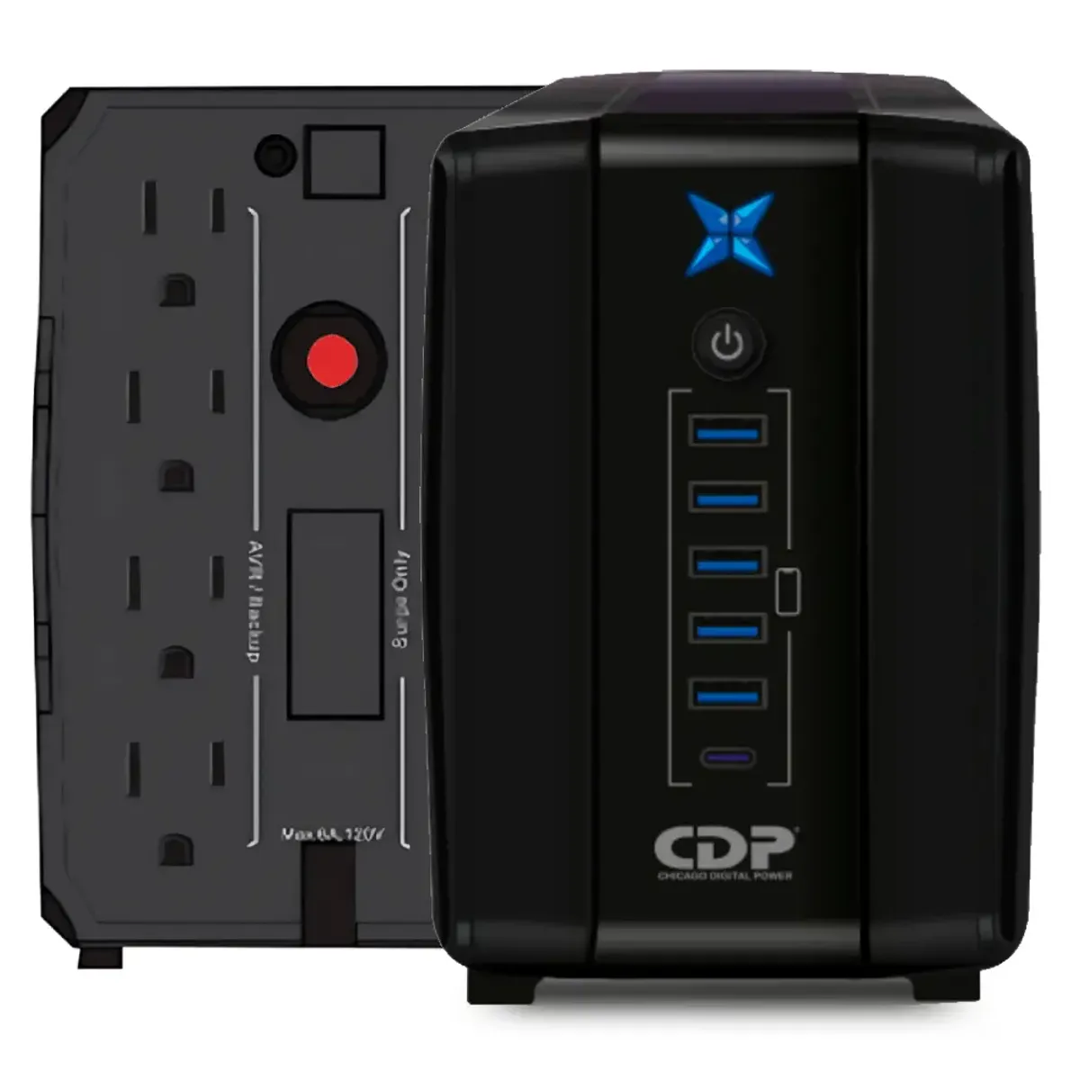 CDP - Ups Cdp R-UPR758I 750VA/375W 8 Salidas 5 Puert USB 1Tipo C 20MIN Negro