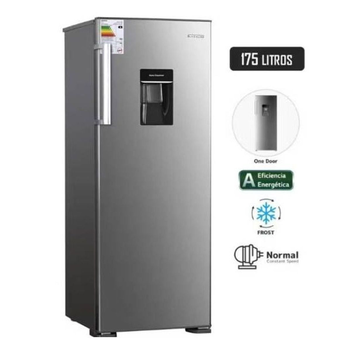 BLACKLINE - REFRIGERADORA BLACKLINE 175 L CON DISP DE AGUA PLATEADO - 1PD