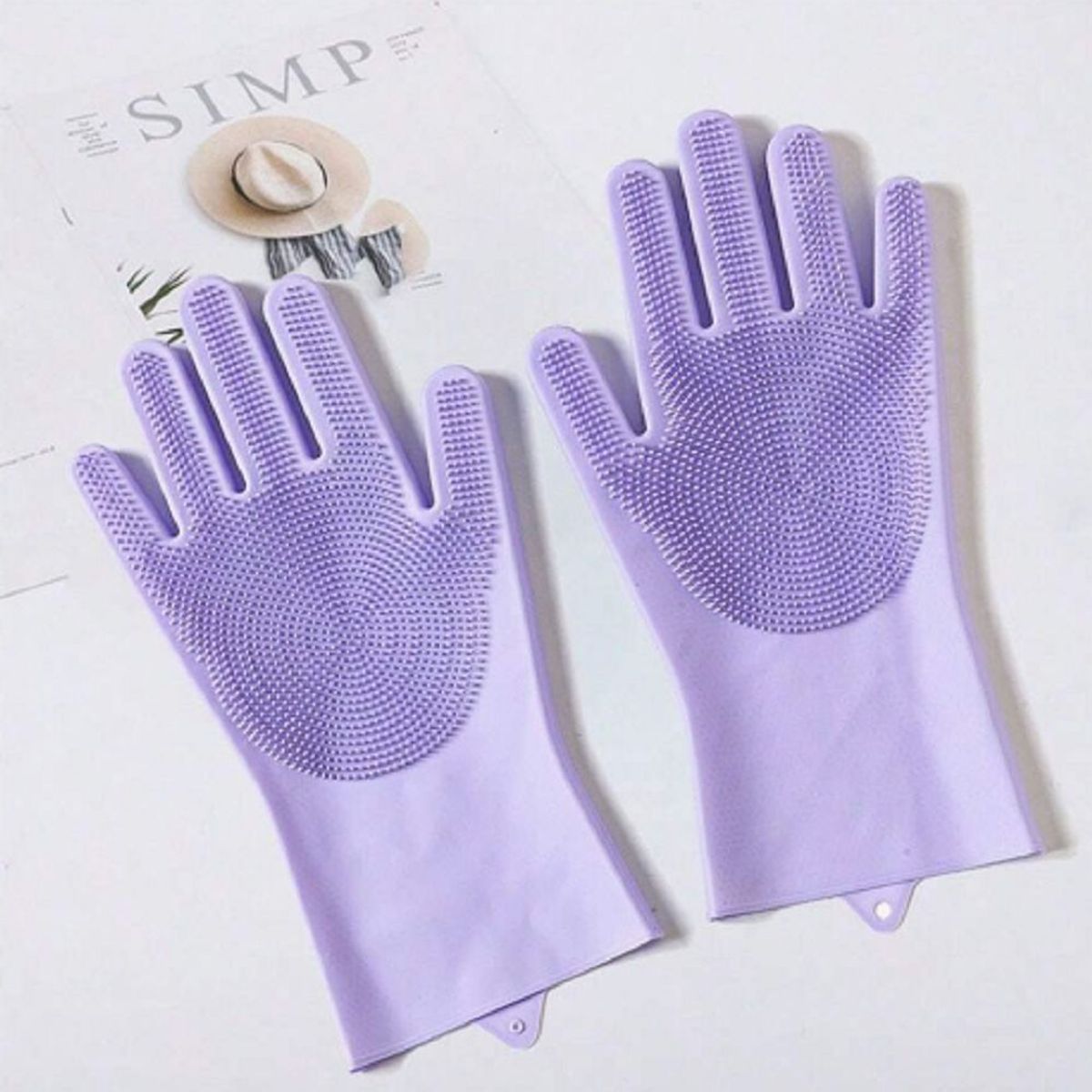 GENERICO - Guante de Limpieza Tipo Cepillo de Silicona Multiuso Morado