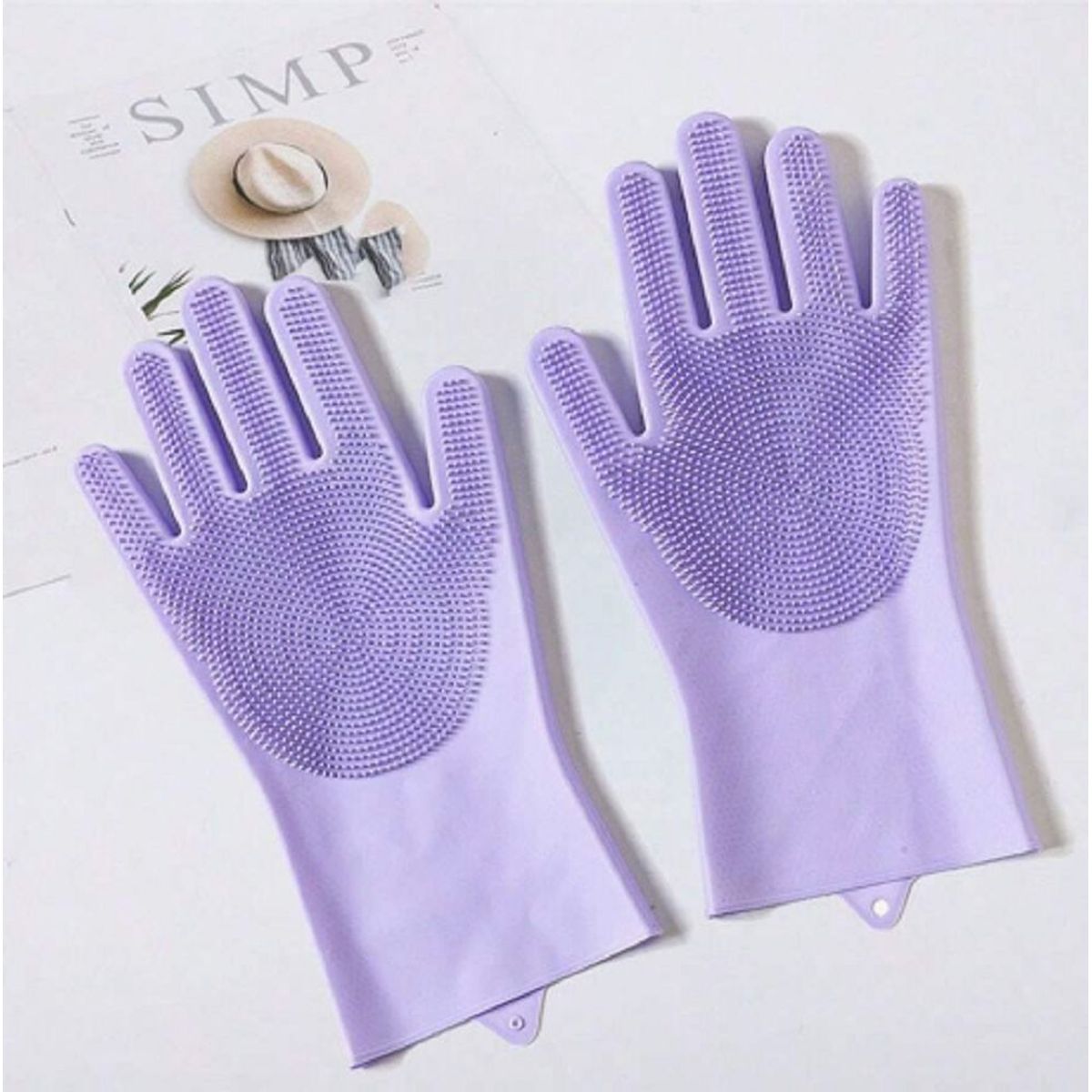 GENERICO - Guante de Limpieza Tipo Cepillo de Silicona Multiuso Morado