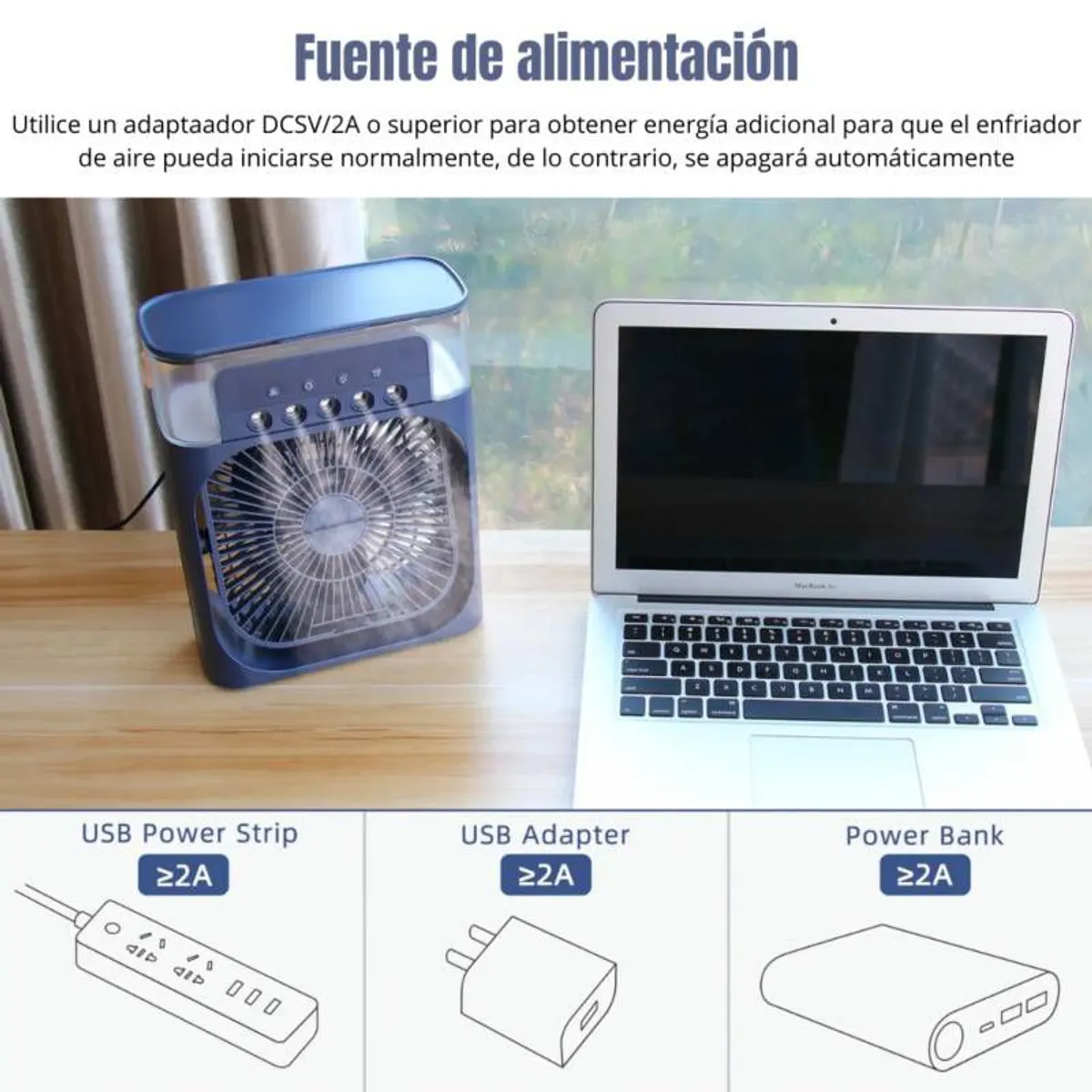 GENERICO - Enfriador Aire Acondicionado Ventilador Portatil Humidificador Azul Marino