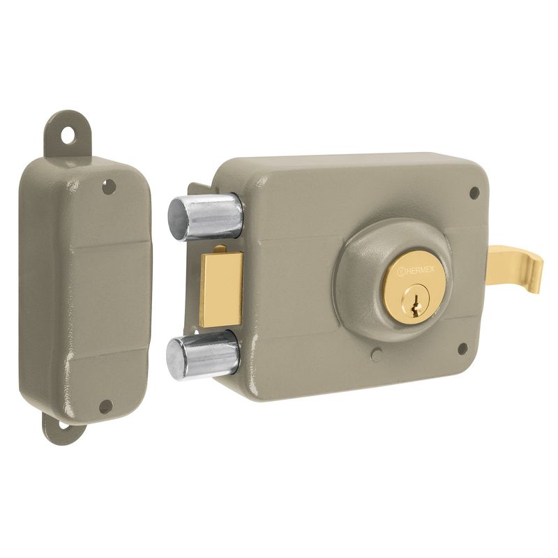 HERMEX - Chapa cerradura de sobreponer izquiera alta segurida Hermex