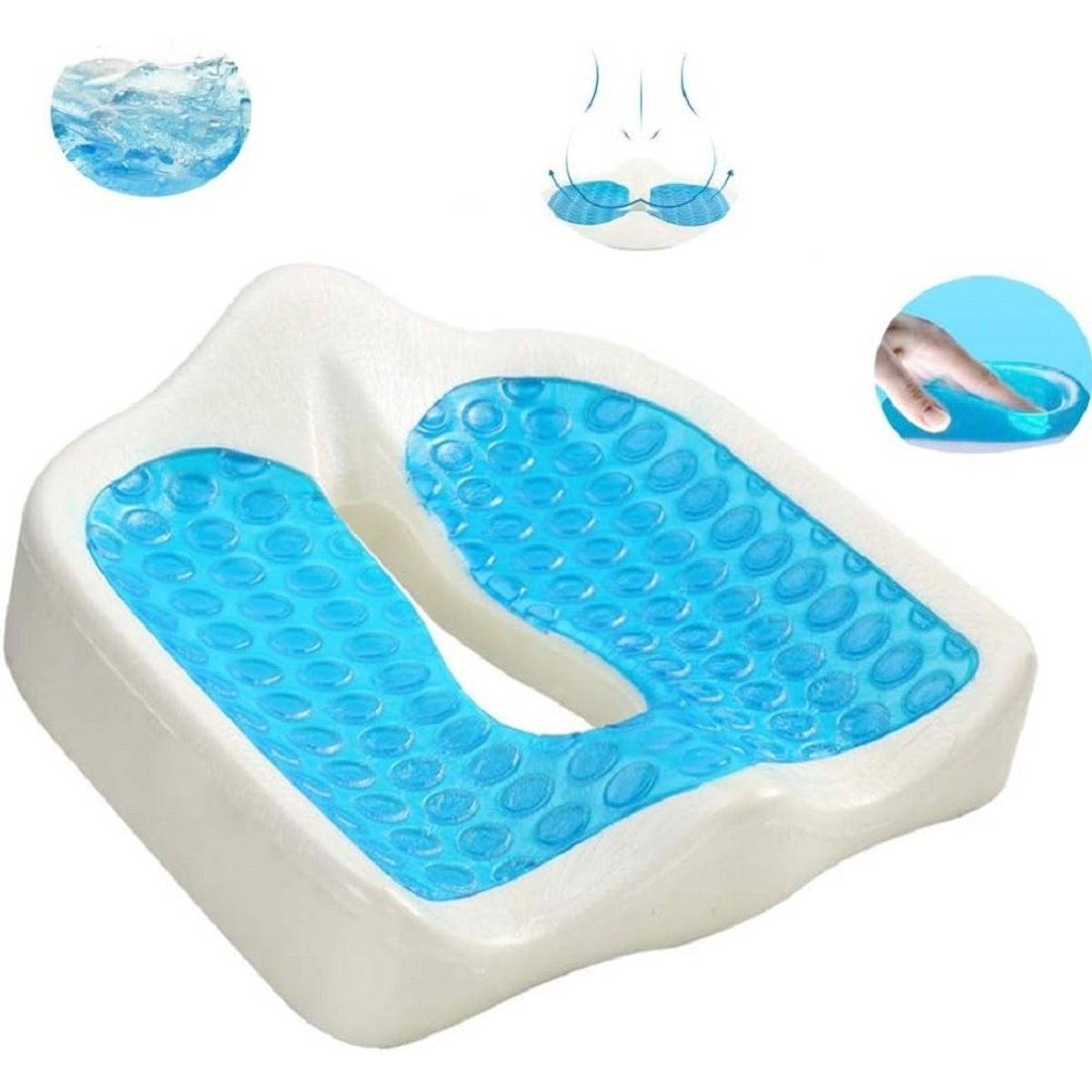 GENERICO - Cojin cuadrete viscoelástica con gel y funda negra