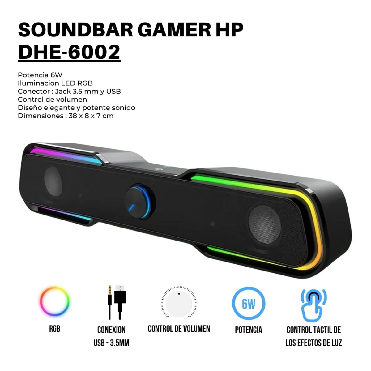 HP - Parlante Gamer HP Barra de Sonido RGB Para PC DHE-6002