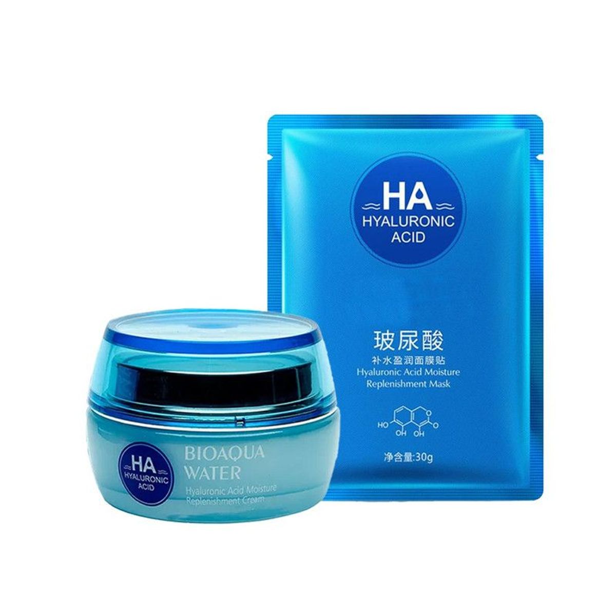 BIOAQUA - Crema Hidratante + Mascarilla Facial con Acido Hialuronico