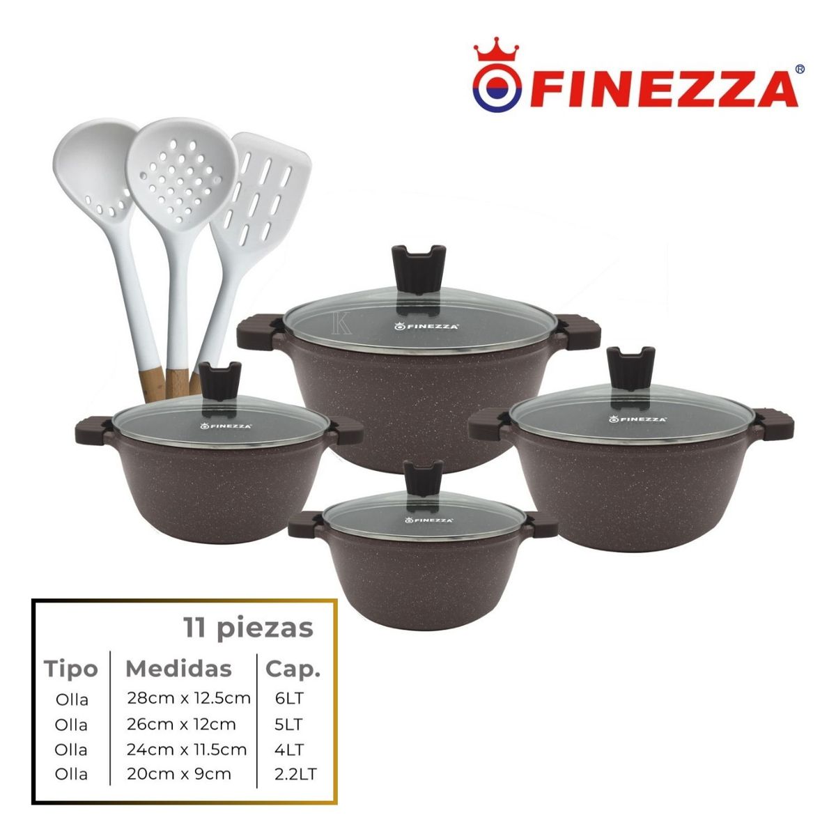 FINEZZA - JUEGO DE OLLAS EN GRANITO 11 Pzas FINEZZA