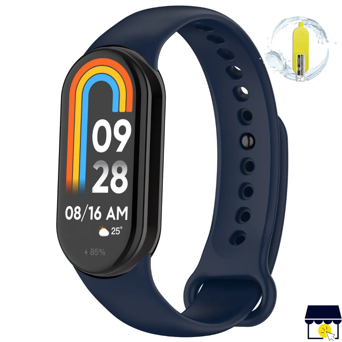 GENERICO - Correa de silicona para Xiaomi Mi Band 8 / 9 / 10 + Mica - Azul