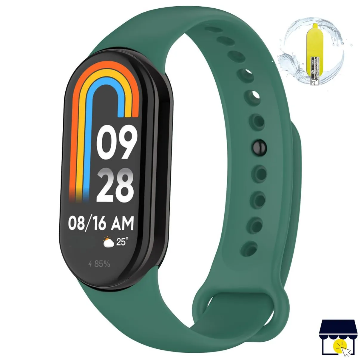 GENERICO - Correa de silicona para Xiaomi Mi Band 8 / 9 / 10 + Mica - Verde