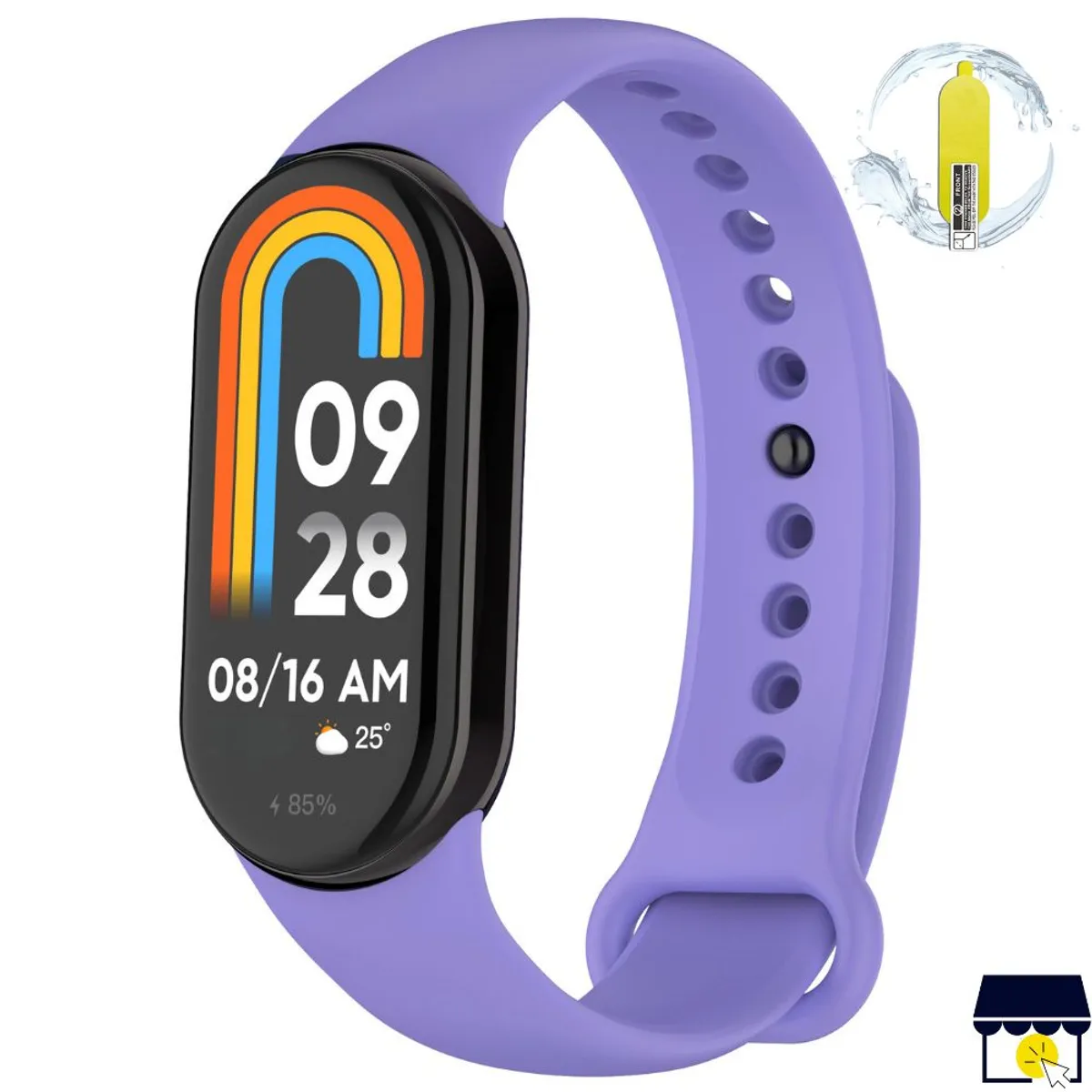 GENERICO - Correa de silicona para Xiaomi Mi Band 8 / 9 / 10 + Mica - Lila