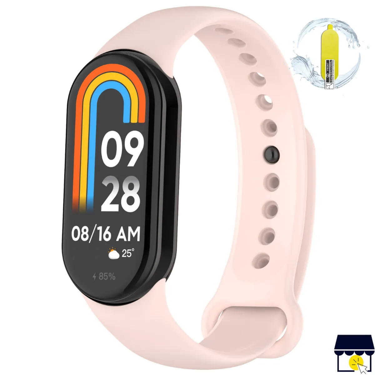 GENERICO - Correa de silicona para Xiaomi Mi Band 8 / 9 / 10 + Mica - Rosa