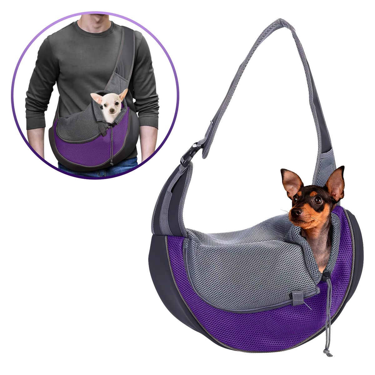 BUYPAL - Bolso para Transportar Mascotas Pequeñas Transpirable Morado