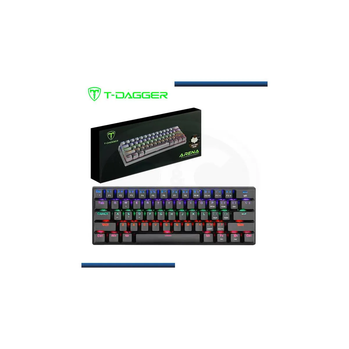 T-DAGGER - Teclado T-Dagger ARENA Rainbow Spanish T-TGK321-BR BLACK