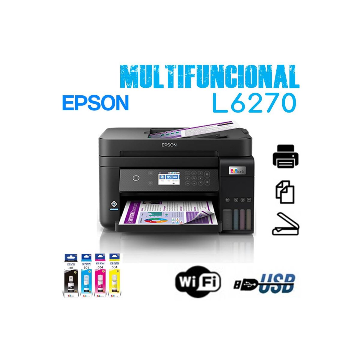 EPSON - Impresora EPSON L6270 multifuncional wifi usb Imprime Copia Escanea