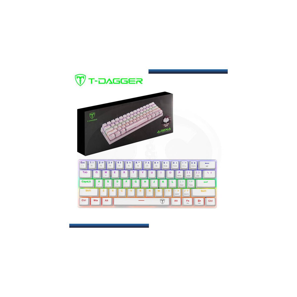 T-DAGGER - Teclado T-Dagger ARENA Rainbow Spanish T-TGK321W-BR WHITE