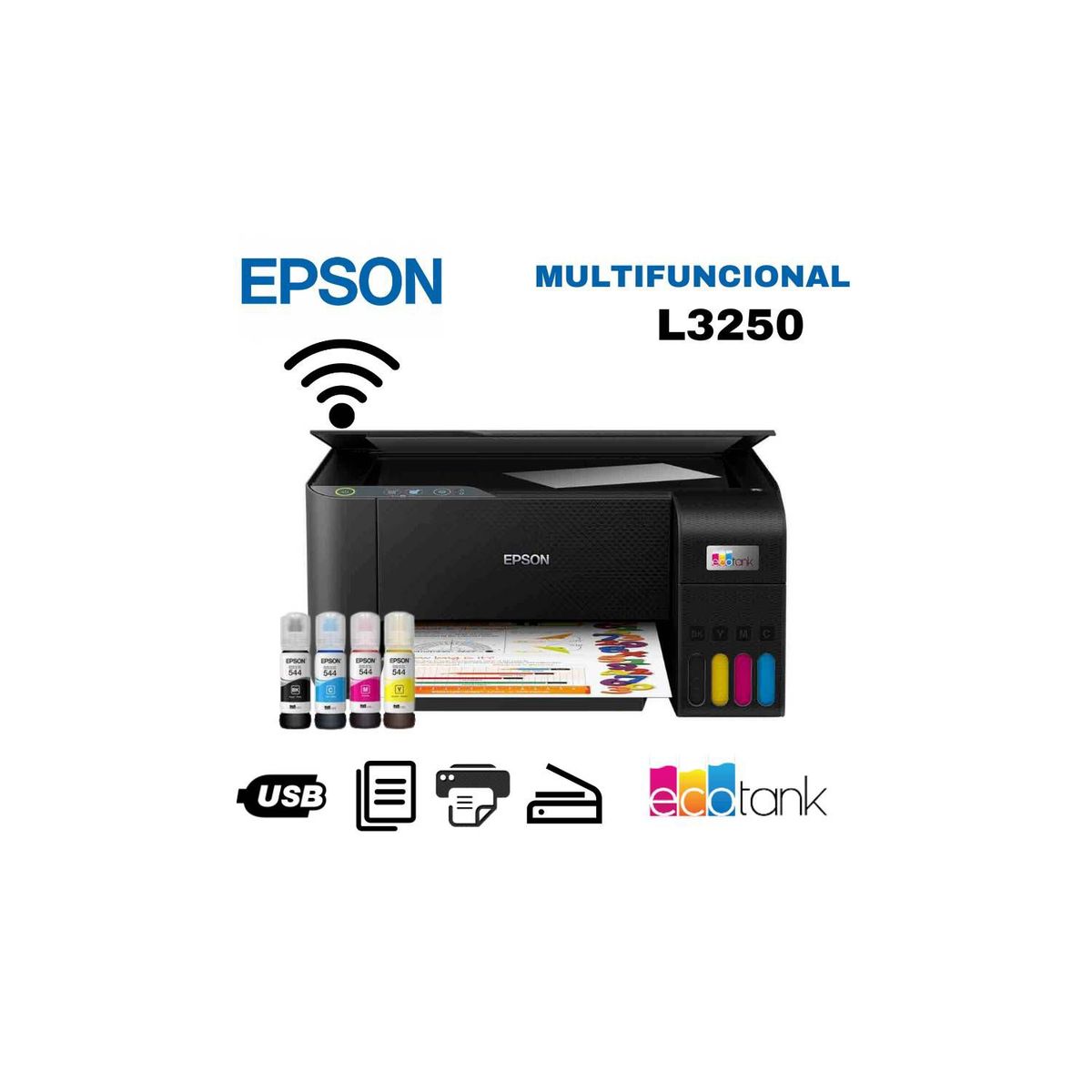 EPSON - L3250 Epson Ecotank Impresora Multifuncional - WiFi imprime-escanea