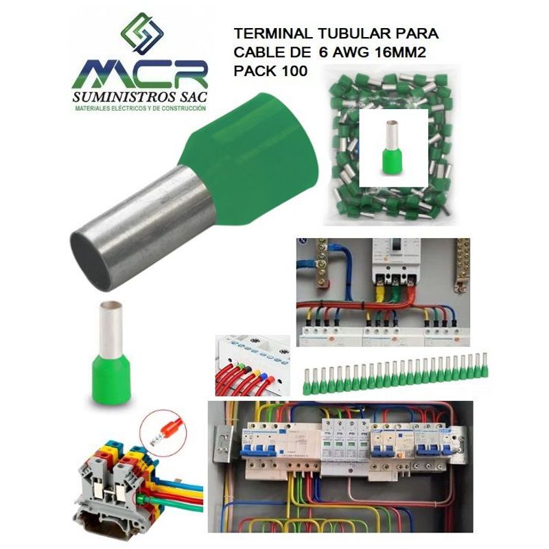 GENERICO - TERMINAL TUBULAR AISLADO PARA CABLE DE 6AWG 16MM2 100UND OFERTA