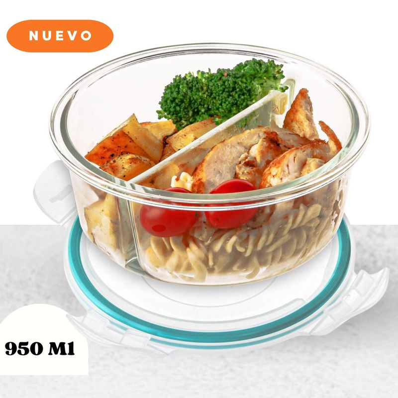 ICHIMATSU - Taper Refractario Redondo 950ml 2 Divisiones (17.2x6.5 Cm)