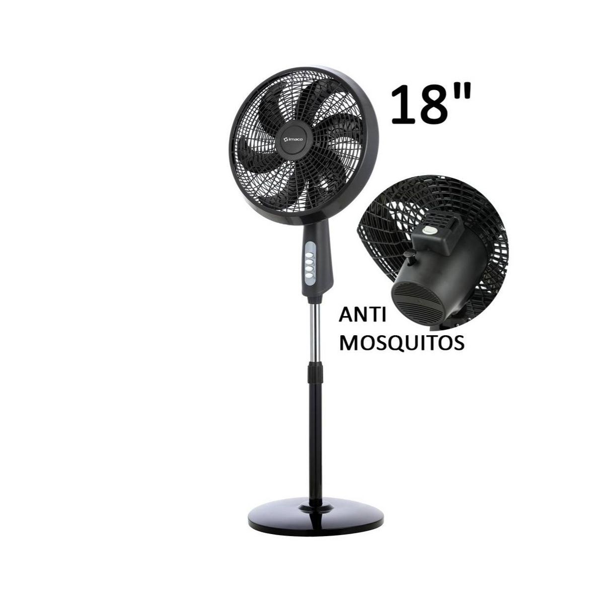 Imaco - Ventilador Pedestal Imaco FSM7518MK 18″ 85W Negro